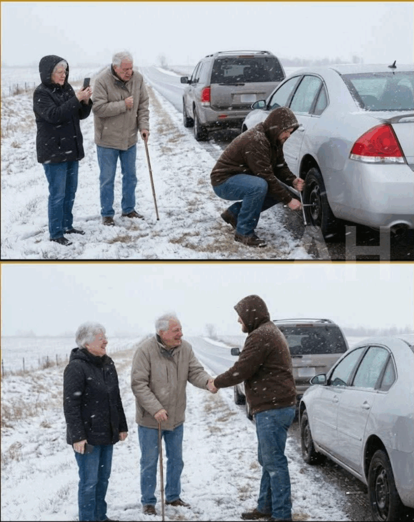 Un jour, j’ai aidé un couple âgé immobilisé sur l’autoroute à cause d’un pneu crevé. À ce moment-là, je n’aurais jamais imaginé que ce simple geste de bonté allait, une semaine plus tard, bouleverser ma vie entière d’une manière totalement inattendue.
